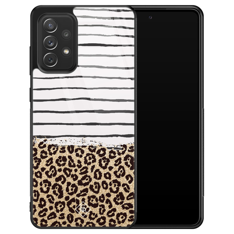 Casimoda Samsung Galaxy A52 glazen hardcase - Leopard lines
