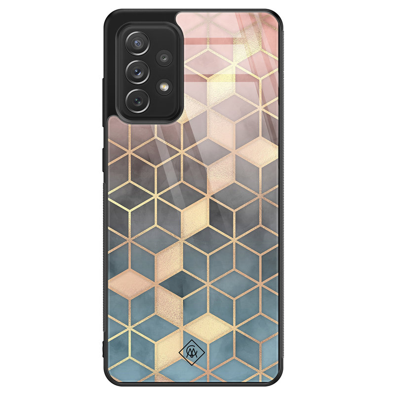 Casimoda Samsung Galaxy A52 glazen hardcase - Cubes art