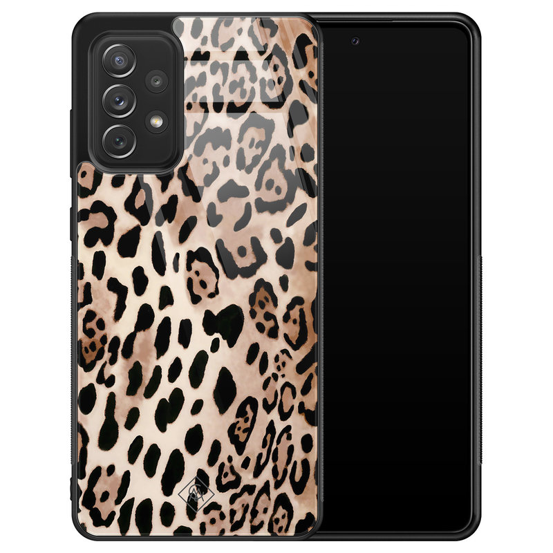 Casimoda Samsung Galaxy A52s glazen hardcase - Golden wildcat