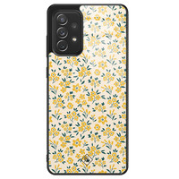 Casimoda Samsung Galaxy A52s glazen hardcase - Yellow garden