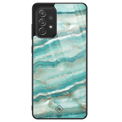 Casimoda Samsung Galaxy A52s glazen hardcase - Marmer azuurblauw