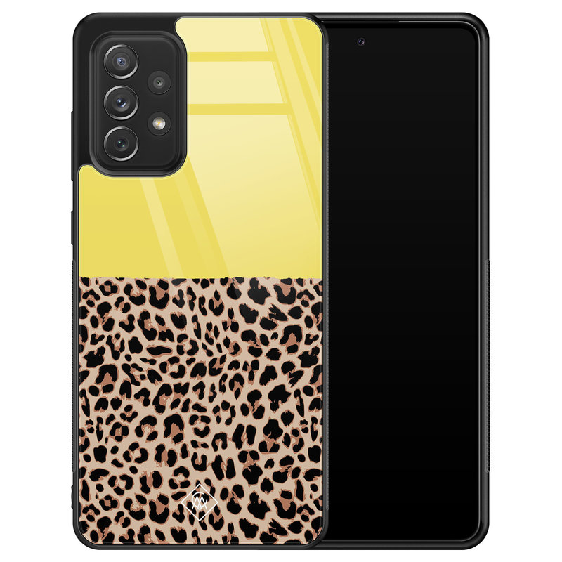 Casimoda Samsung Galaxy A52s glazen hardcase - Luipaard geel