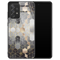 Casimoda Samsung Galaxy A52s glazen hardcase - Grey cubes