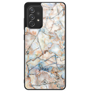 Casimoda Samsung Galaxy A52s glazen hardcase - Marmer bruin blauw