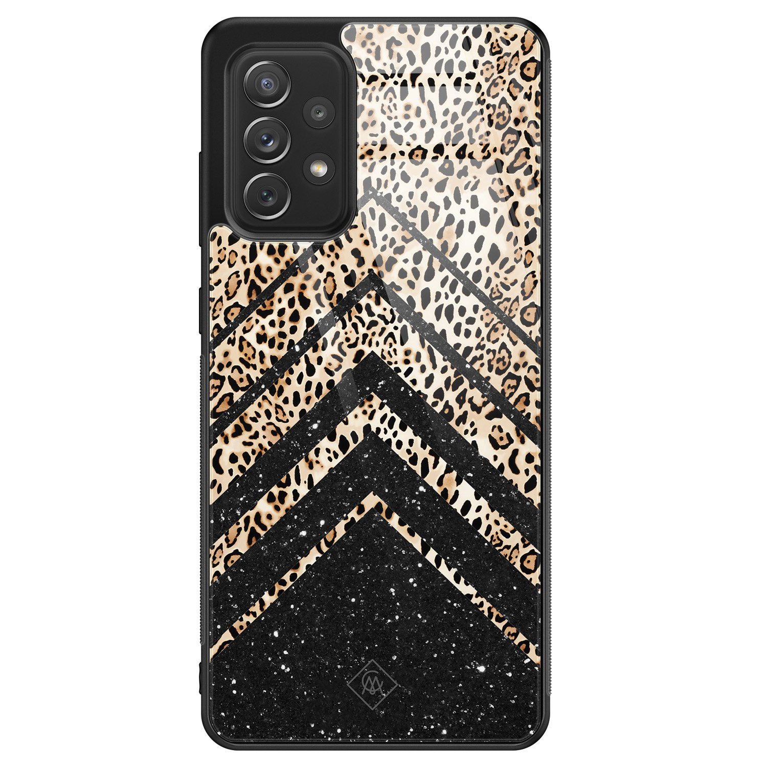 Samsung Galaxy A52s glazen hardcase Chevron luipaard