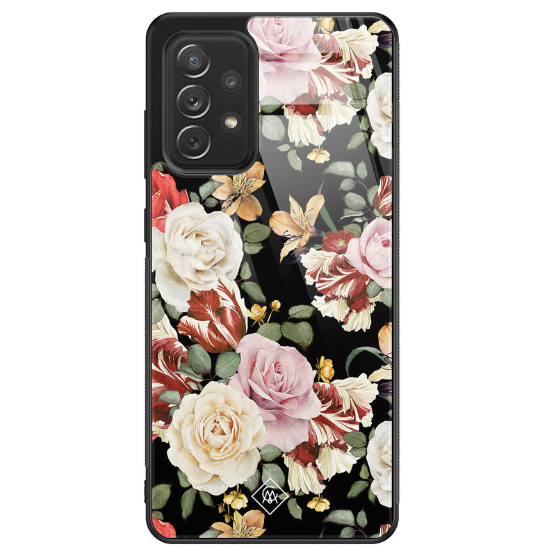 Casimoda Samsung Galaxy A52s glazen hardcase - Flowerpower