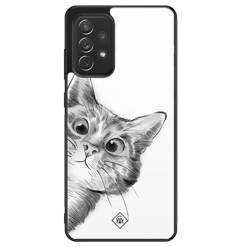 Casimoda Samsung Galaxy A52s glazen hardcase - Peekaboo