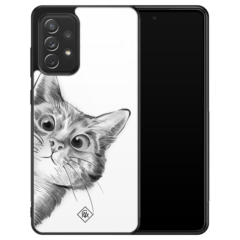 Casimoda Samsung Galaxy A52s glazen hardcase - Peekaboo