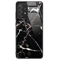 Casimoda Samsung Galaxy A72 glazen hardcase - Marmer zwart
