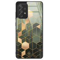 Casimoda Samsung Galaxy A72 glazen hardcase - Kubus groen