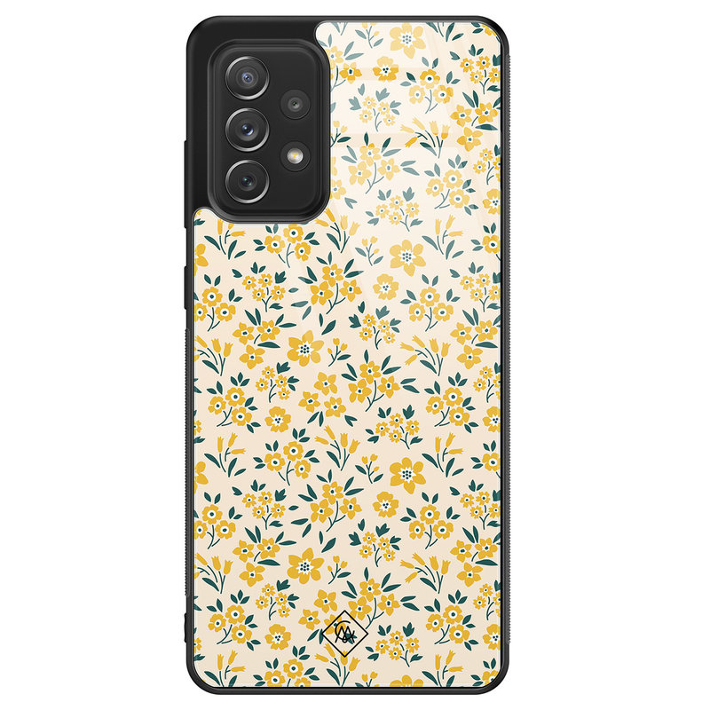 Casimoda Samsung Galaxy A72 glazen hardcase - Yellow garden