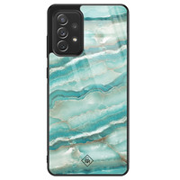 Casimoda Samsung Galaxy A72 glazen hardcase - Marmer azuurblauw