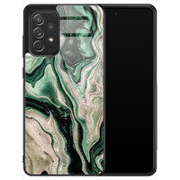 Casimoda Samsung Galaxy A72 glazen hardcase - Green waves