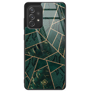 Casimoda Samsung Galaxy A72 glazen hardcase - Abstract groen