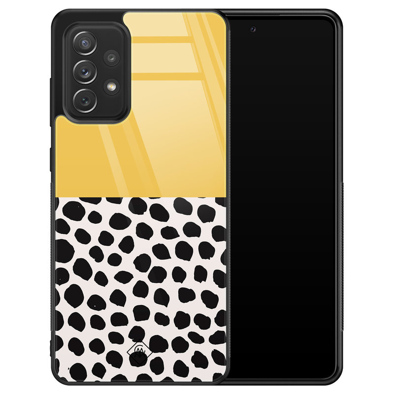 Casimoda Samsung Galaxy A72 glazen hardcase - Abstract geel