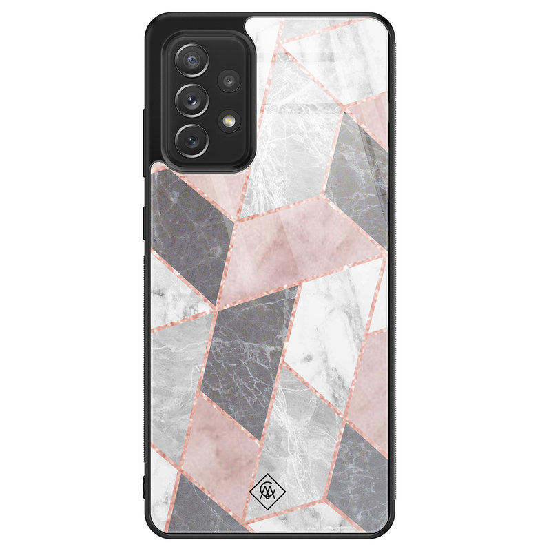 Casimoda Samsung Galaxy A72 glazen hardcase - Stone grid