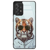 Casimoda Samsung Galaxy A72 glazen hardcase - Tijger wild