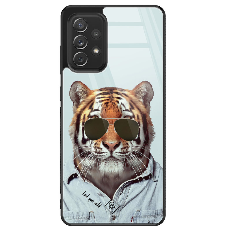 Casimoda Samsung Galaxy A72 glazen hardcase - Tijger wild