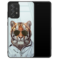 Casimoda Samsung Galaxy A72 glazen hardcase - Tijger wild