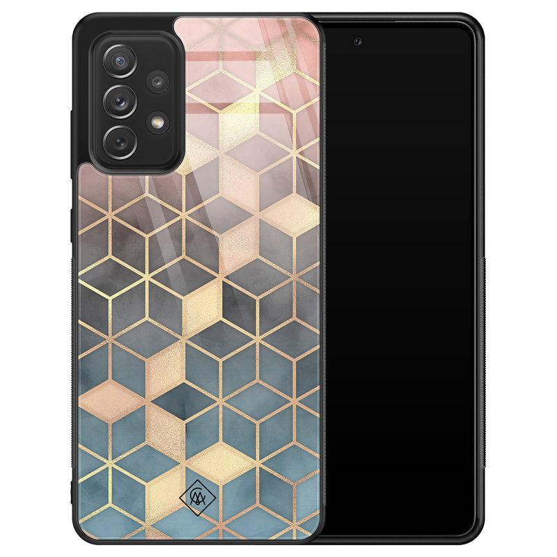 Casimoda Samsung Galaxy A72 glazen hardcase - Cubes art