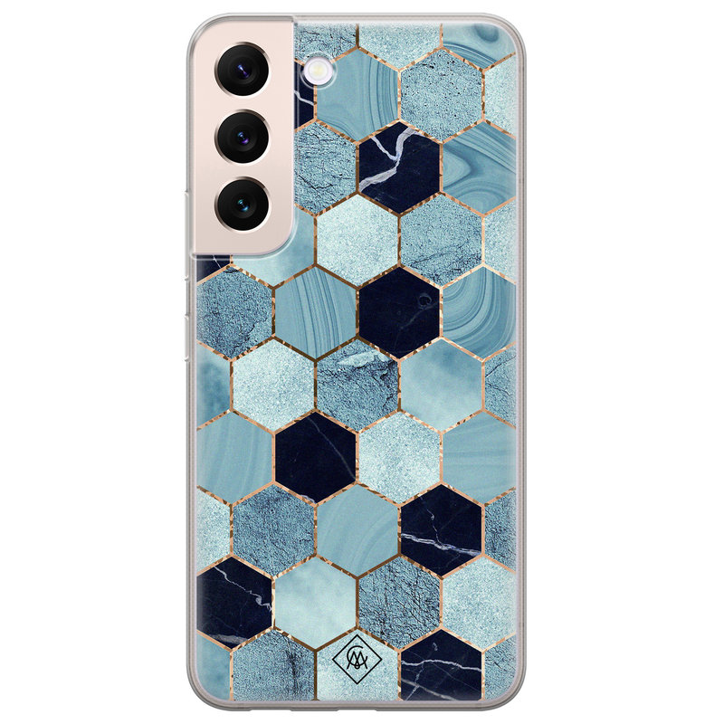 Casimoda Samsung Galaxy S22 Plus siliconen hoesje - Blue cubes