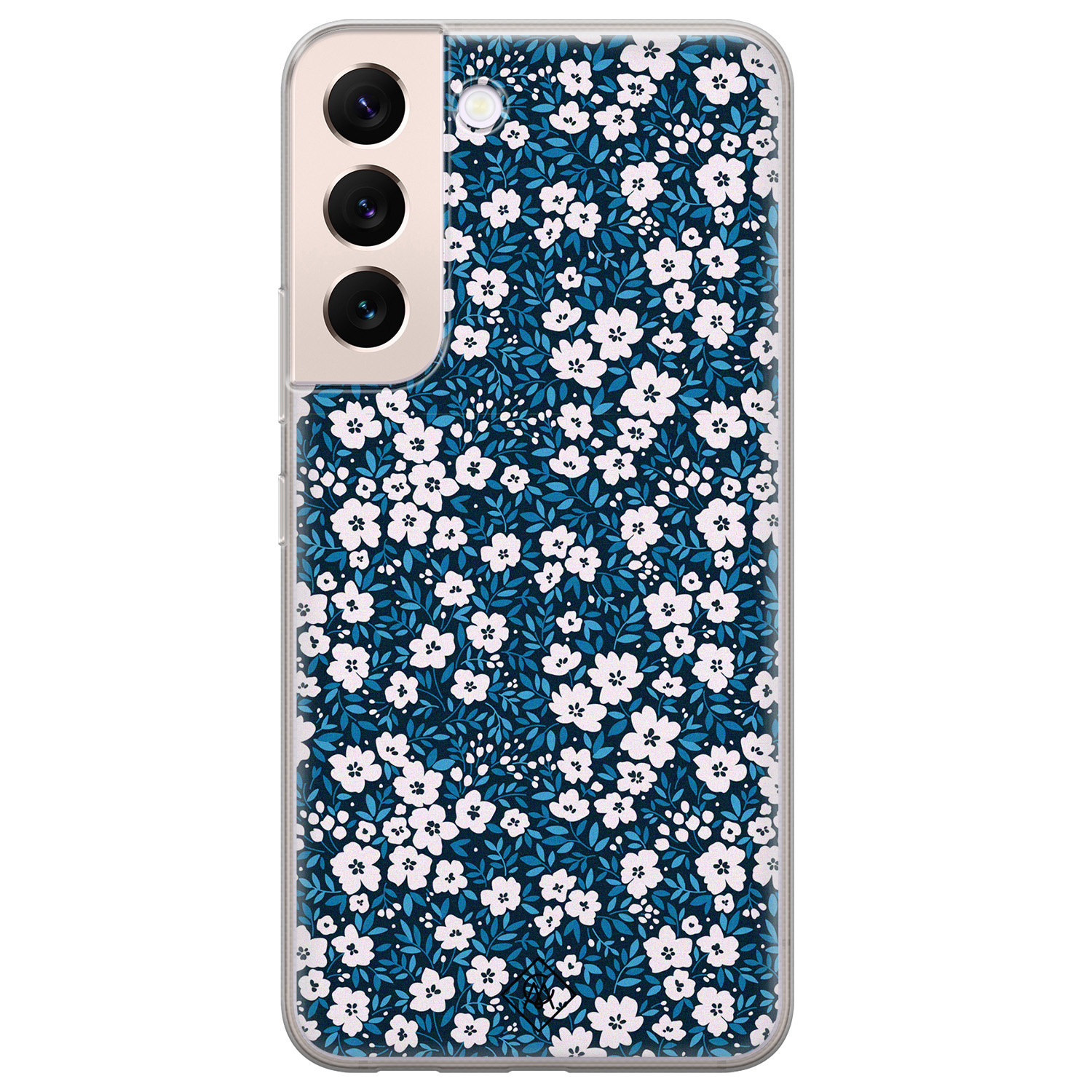 Samsung Galaxy S22 Plus siliconen hoesje Bloemen blauw