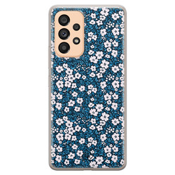 Casimoda Samsung Galaxy A53 siliconen hoesje - Bloemen blauw