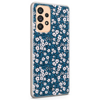 Casimoda Samsung Galaxy A53 siliconen hoesje - Bloemen blauw