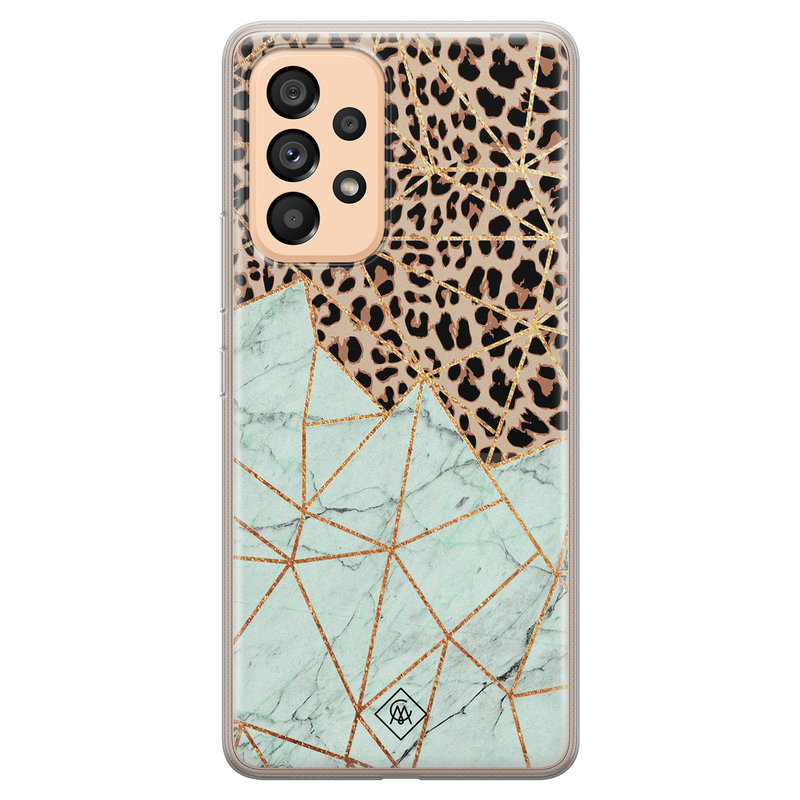 Casimoda Samsung Galaxy A53 siliconen hoesje - Luipaard marmer mint