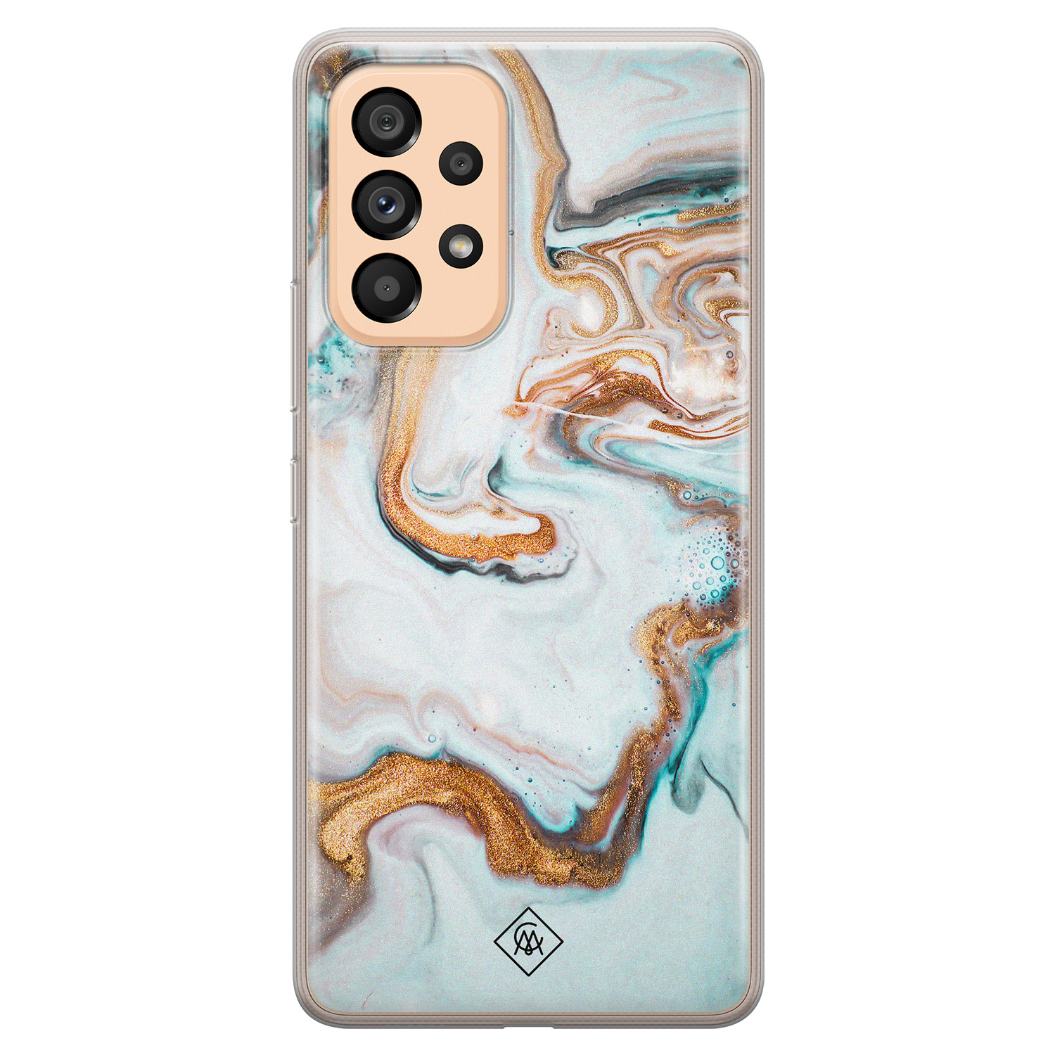 Samsung Galaxy A53 siliconen hoesje Marmer blauw goud