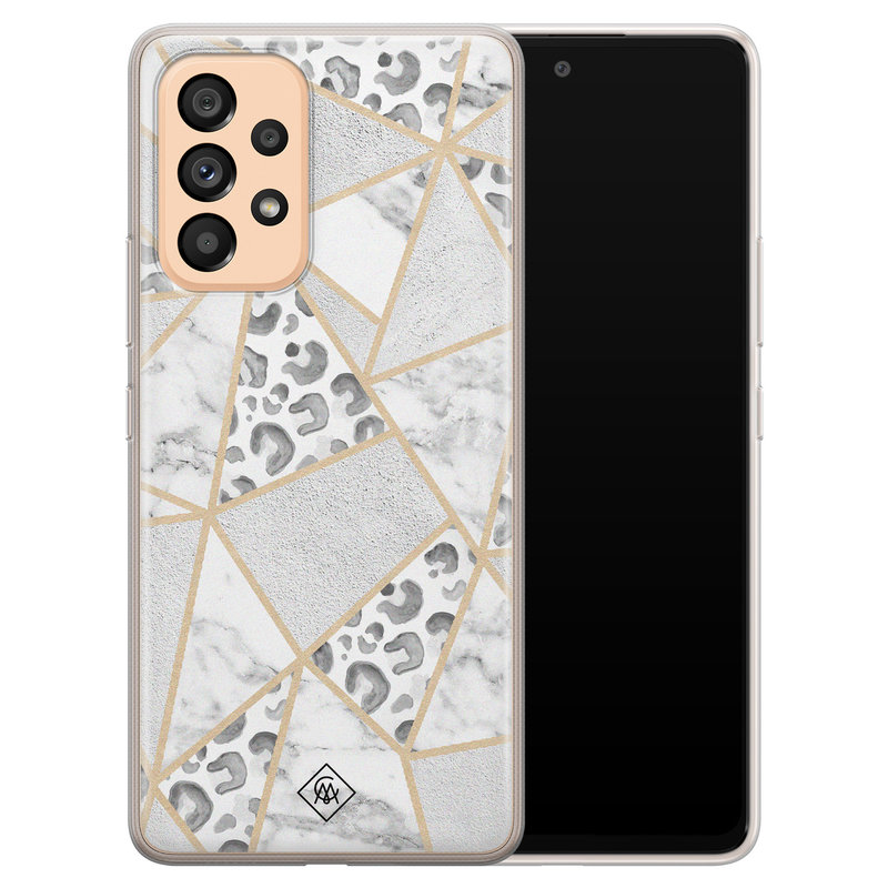 Casimoda Samsung Galaxy A53 siliconen hoesje - Stone & leopard print