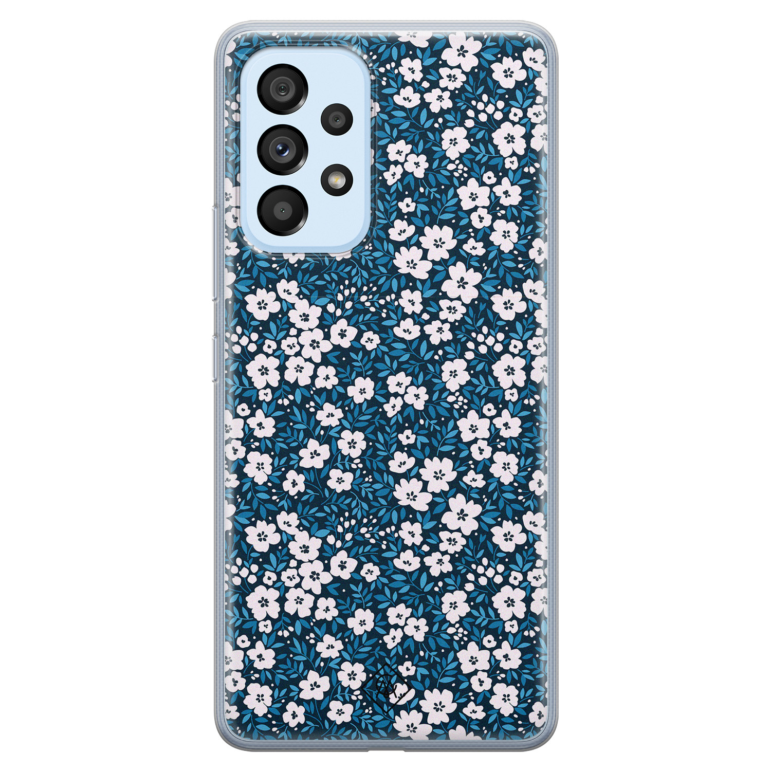Samsung Galaxy A33 siliconen hoesje Bloemen blauw