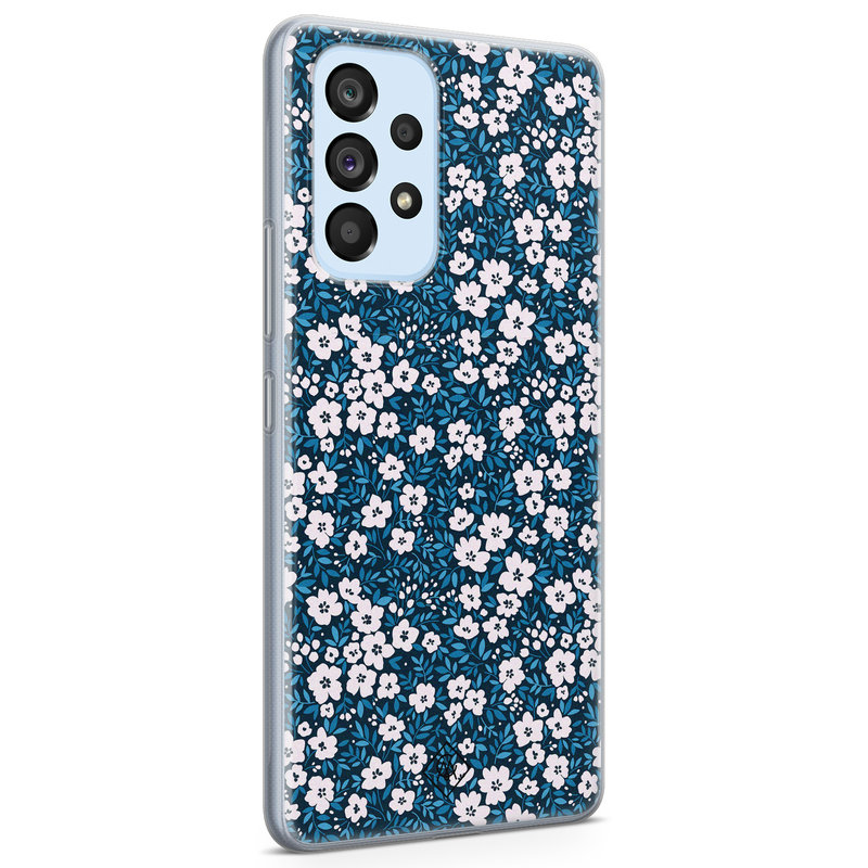 Casimoda Samsung Galaxy A33 siliconen hoesje - Bloemen blauw