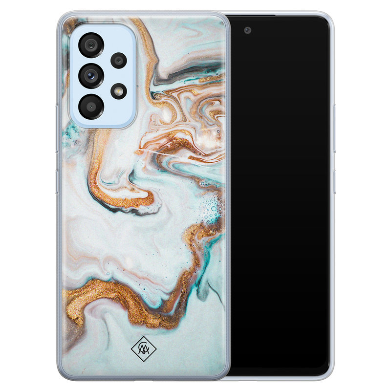 Casimoda Samsung Galaxy A33 siliconen hoesje - Marmer blauw goud
