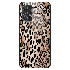 Casimoda Samsung Galaxy A32 4G glazen hardcase - Golden wildcat