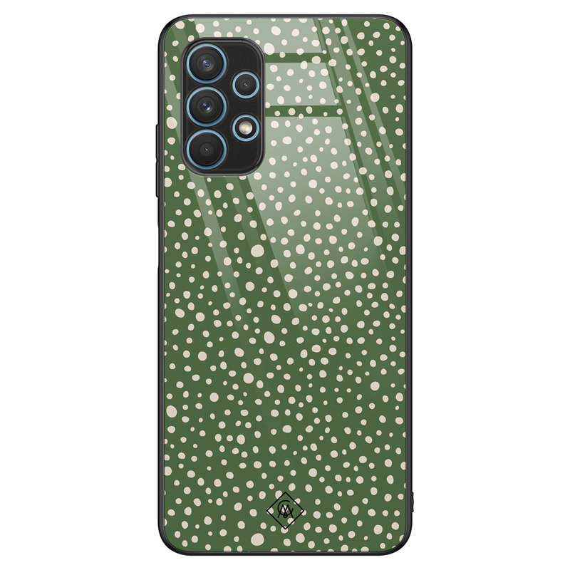 Casimoda Samsung Galaxy A32 4G glazen hardcase - Green dots