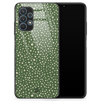 Casimoda Samsung Galaxy A32 4G glazen hardcase - Green dots