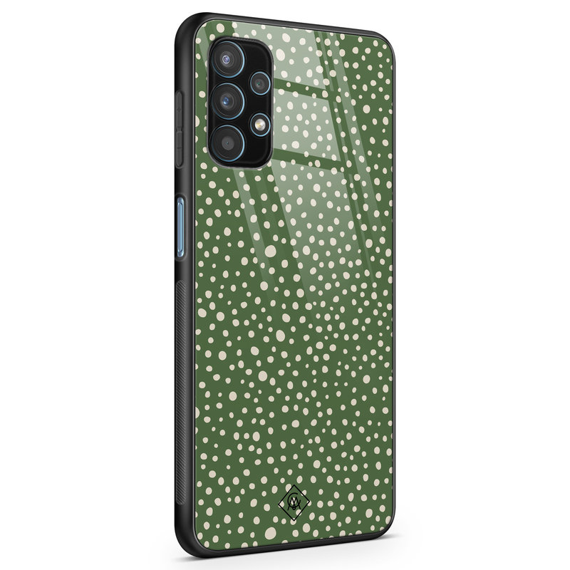 Casimoda Samsung Galaxy A32 4G glazen hardcase - Green dots