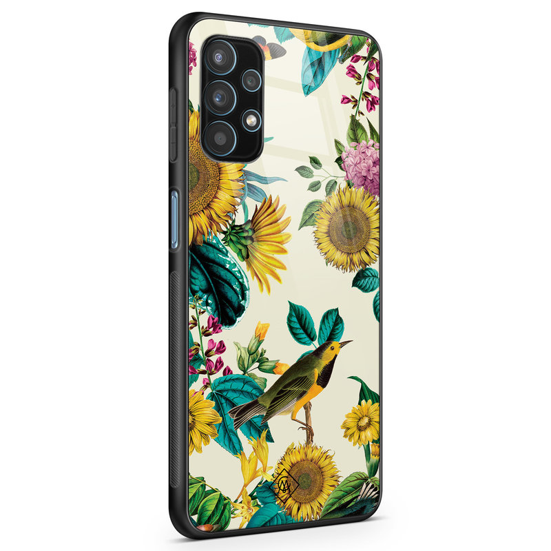 Casimoda Samsung Galaxy A32 4G glazen hardcase - Sunflowers
