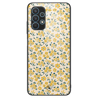 Casimoda Samsung Galaxy A32 4G glazen hardcase - Yellow garden