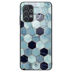 Casimoda Samsung Galaxy A32 4G glazen hardcase - Blue cubes