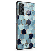 Casimoda Samsung Galaxy A32 4G glazen hardcase - Blue cubes