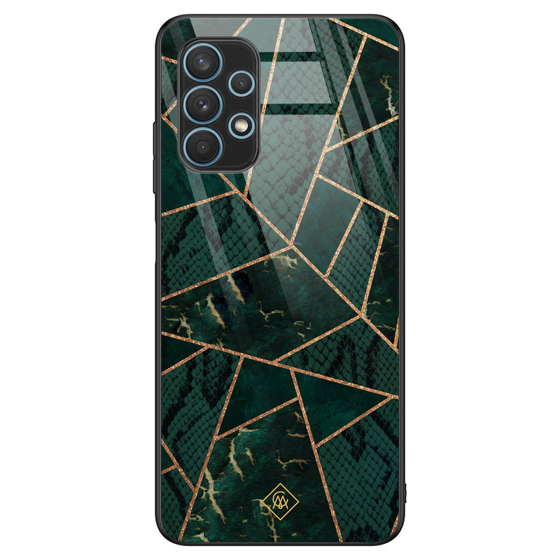 Casimoda Samsung Galaxy A32 4G glazen hardcase - Abstract groen