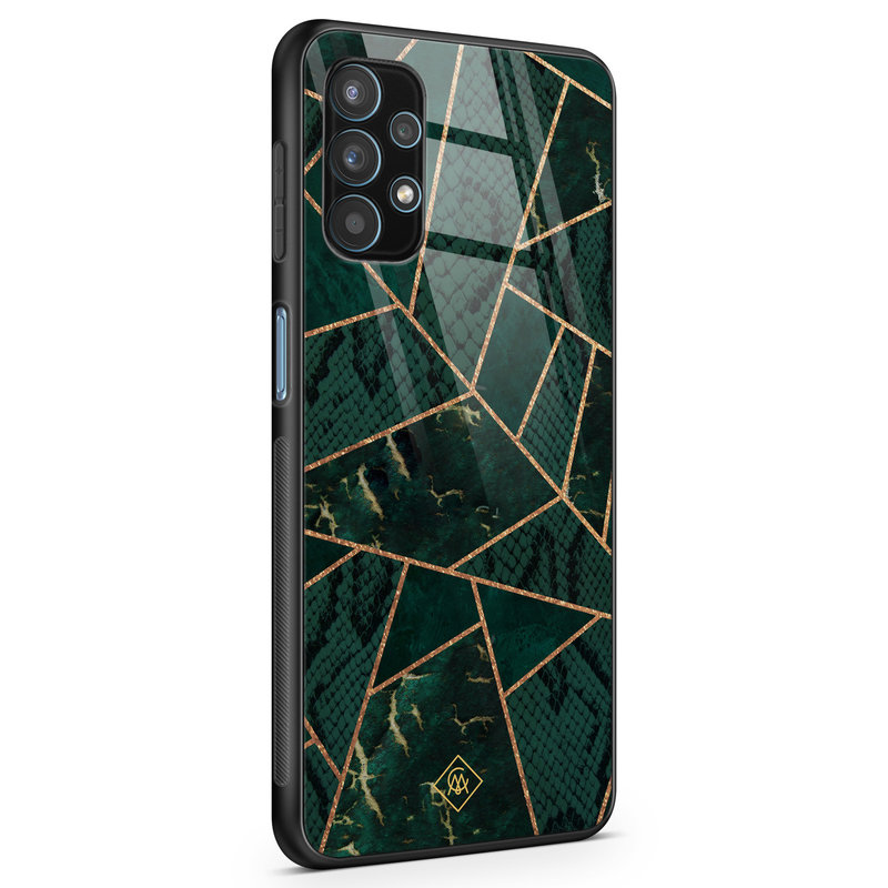 Casimoda Samsung Galaxy A32 4G glazen hardcase - Abstract groen