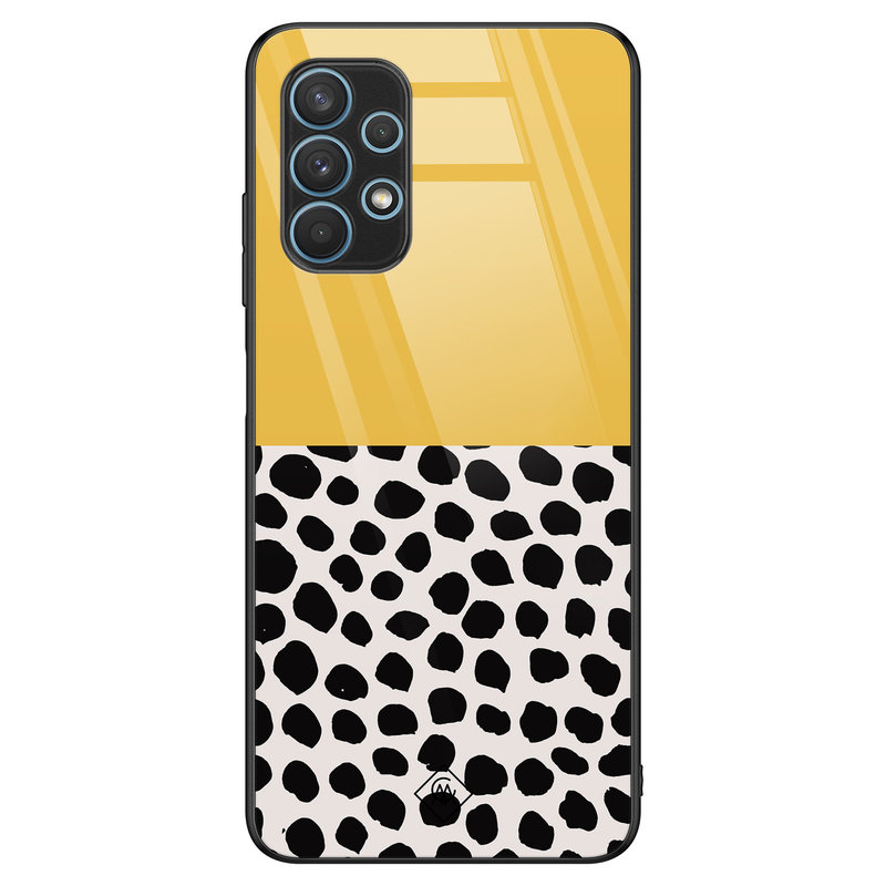 Casimoda Samsung Galaxy A32 4G glazen hardcase - Abstract geel