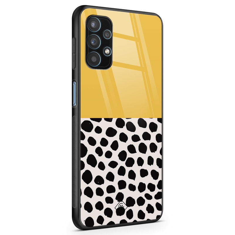 Casimoda Samsung Galaxy A32 4G glazen hardcase - Abstract geel