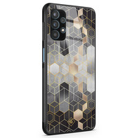 Casimoda Samsung Galaxy A32 4G glazen hardcase - Grey cubes