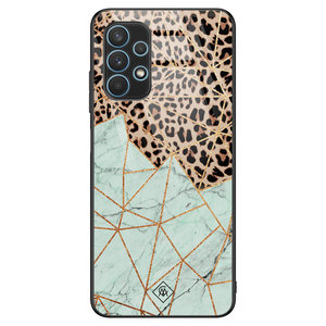 Casimoda Samsung Galaxy A32 4G glazen hardcase - Luipaard marmer mint