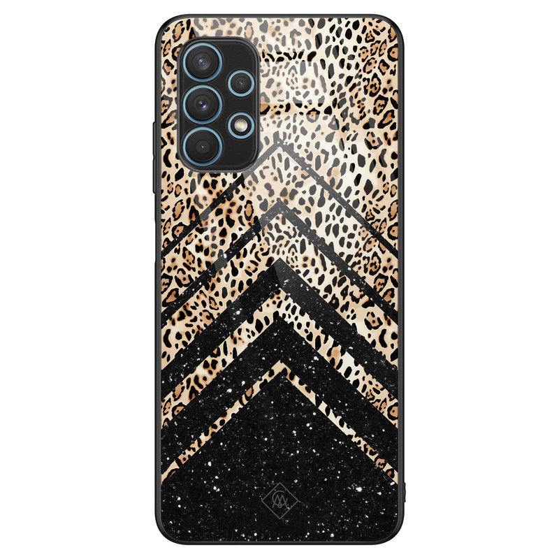 Casimoda Samsung Galaxy A32 4G glazen hardcase - Chevron luipaard