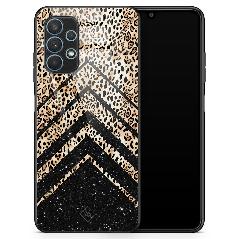 Casimoda Samsung Galaxy A32 4G glazen hardcase - Chevron luipaard